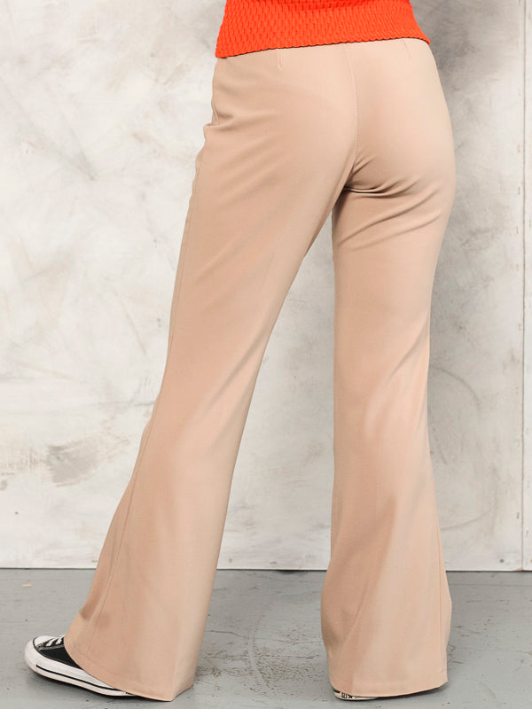 Y2K Beige Pants vintage 2000s classic retro flare pants wide leg mid rise bell bottoms evening wear Y2K Fashion women clothing size small