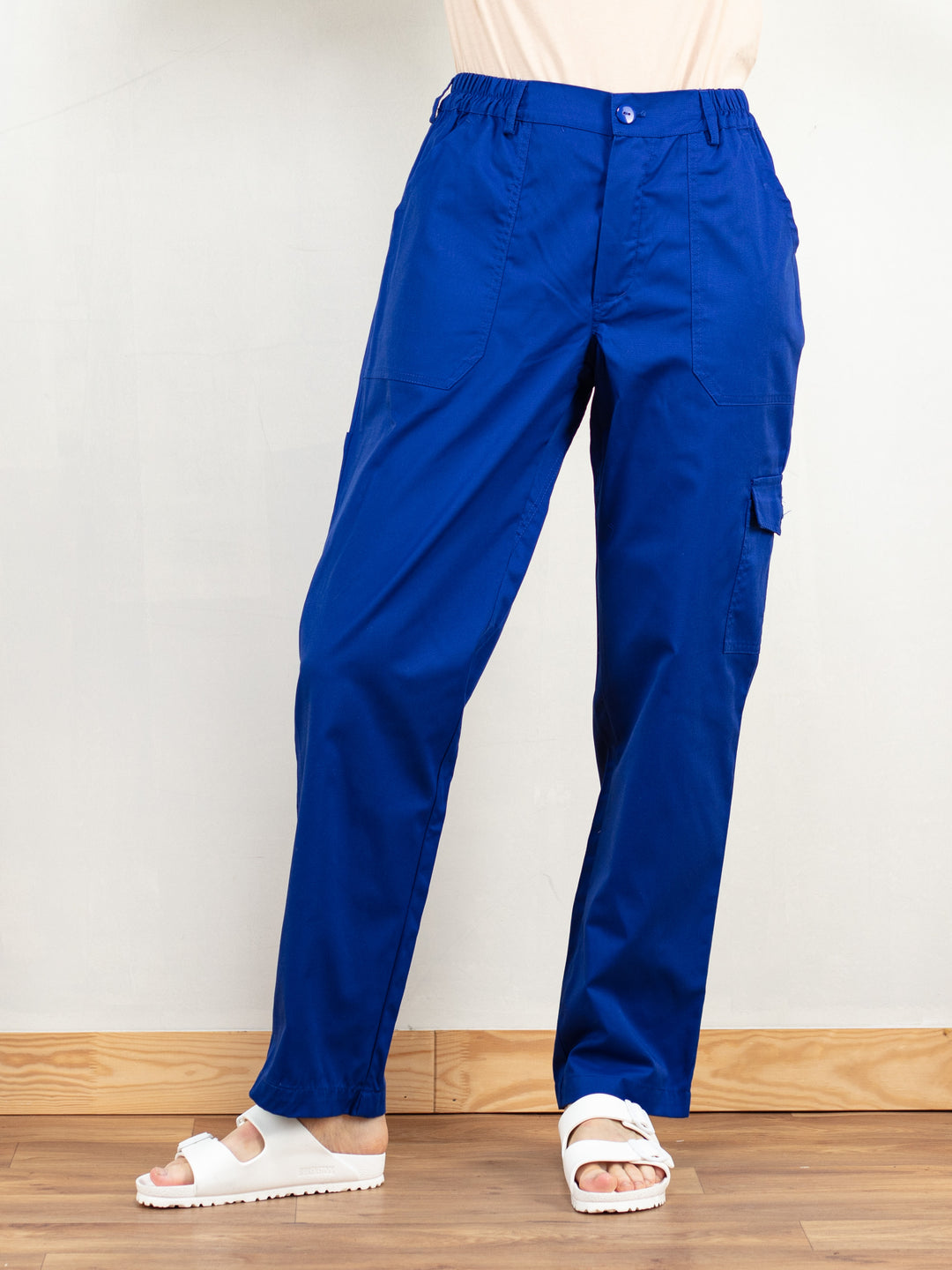  Women Work Pants vintage 90s workwear blue cargo chino pants straight painter pants high rise utility pants vintage clothing size small