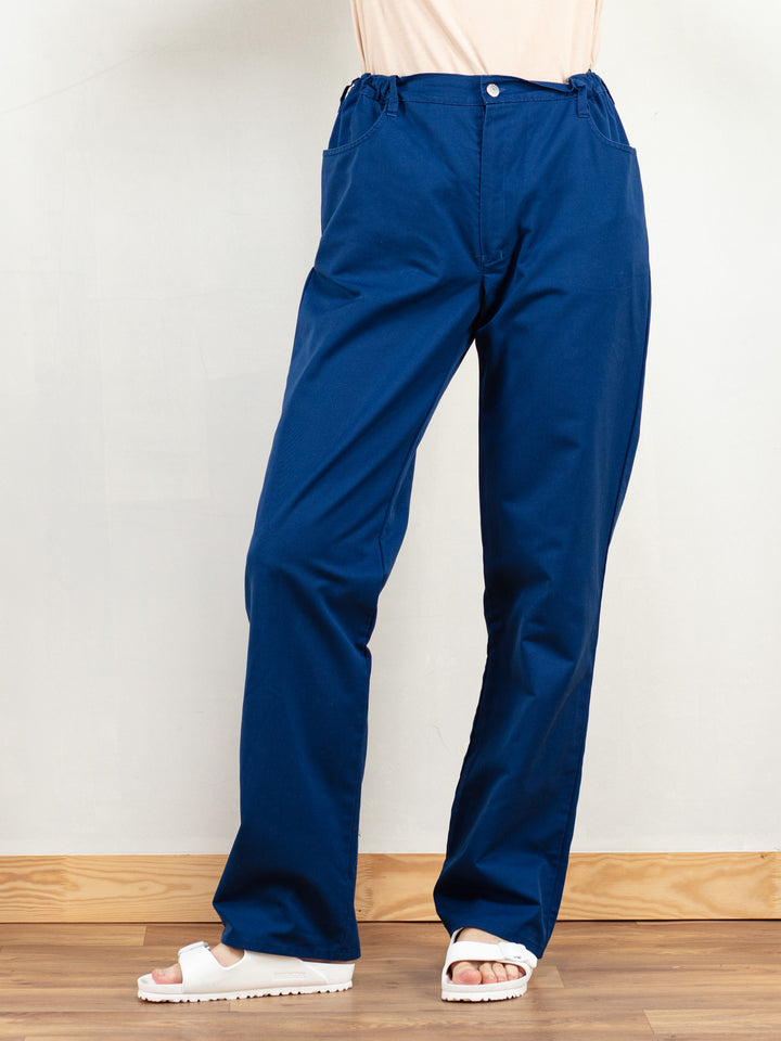 Women Blue Pants vintage 90s workwear blue cargo work pants straight painter pants high rise utility pants vintage clothing size small
